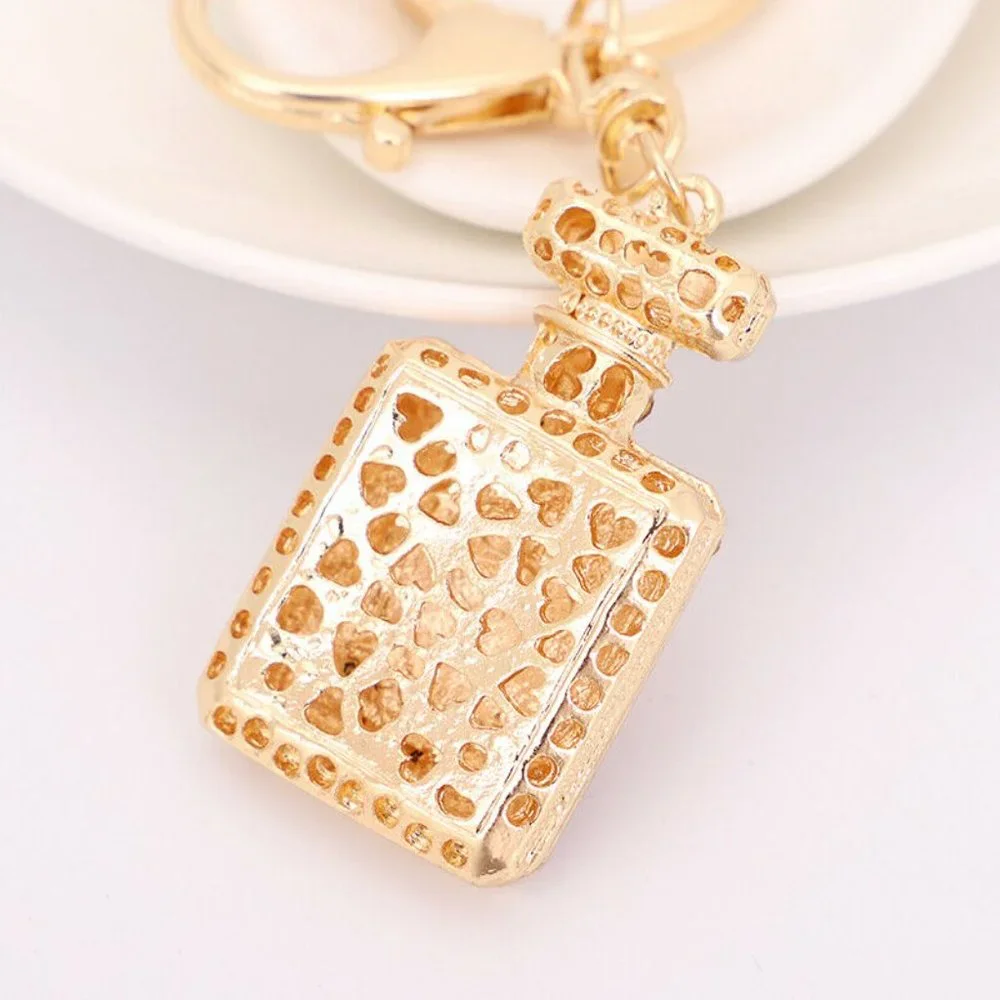 NEW Crystal Purse Charm Key Fob Chain Ring Zipper Pull Rhinestone Gold - Picture 3 of 4